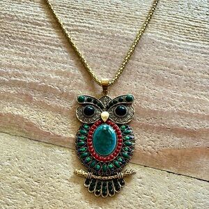 Jeweled Owl Necklace